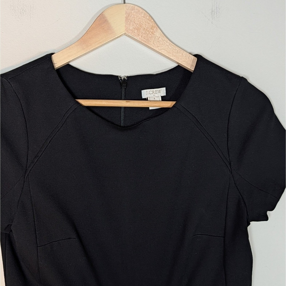J.Crew Black Short Sleeve Ponte Fit and Flare Dress Size 4 Professional Classic